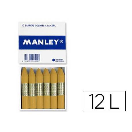 Lapices cera blanda Manley caja 12 unidades ocre madera