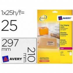 Etiquetas adhesivas marca Avery din A4 imprimibles transparente 210x297 mm