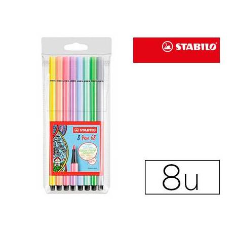 Rotulador Stabilo Acuarelable Pen 68 Estuche de 8 Colores Pastel