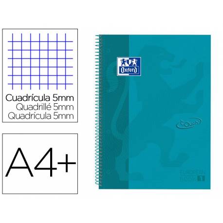 Cuaderno Oxford Ebook 1 DIN A4+ Aqua Intenso 80 hojas Tapa Extradura Cuadricula 5 mm