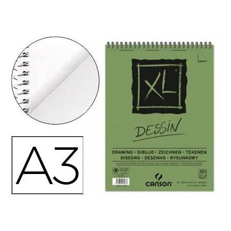 Bloc de Dibujo Dessin Canson XL DIN A3 50 hojas 160 gr Microperforado Espiral Grano Fino