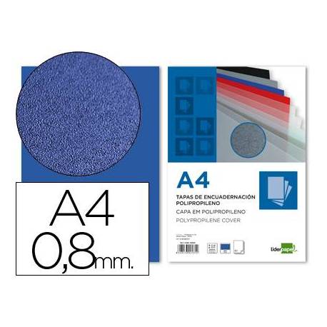 Tapa de Encuadernacion Polipropileno Liderpapel DIN A4 Azul 0.8mm pack 50 uds