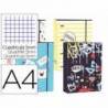 Carpeta anillas Liderpapel DIN A4 con recambio 120 hojas 80 gr 5 mm 4 anillas colores surtidos