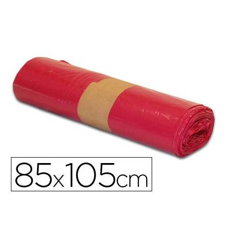 Bolsa basura roja 85x105cm uso industrial galga 110 rollo 10 unidades