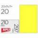Etiqueta Adhesiva Apli 210x297 mm Color Amarillo Fluorescente Caja con 20 hojas