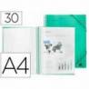 Carpeta Liderpapel escaparate verde con 30 fundas espiral