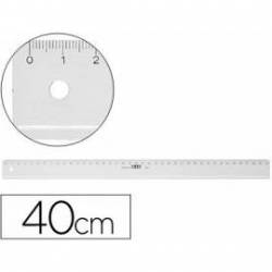 Regla de plastico M+R 40 cm transparente con borde biselado y graduacion