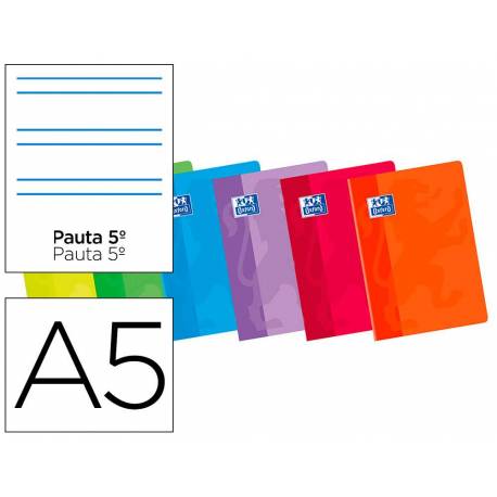 Libreta escolar oxford 48 h din A5 2 rayas pauta colores surtidos " No se pueden elegir"