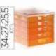 Fichero cajones de sobremesa Liderpapel 340x270x255 mm apilables 5 cajones naranja translucido