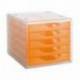 Fichero cajones de sobremesa Liderpapel 340x270x255 mm apilables 5 cajones naranja translucido