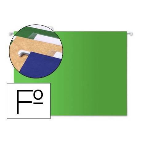Carpeta colgante marca Liderpapel Folio kraft verde