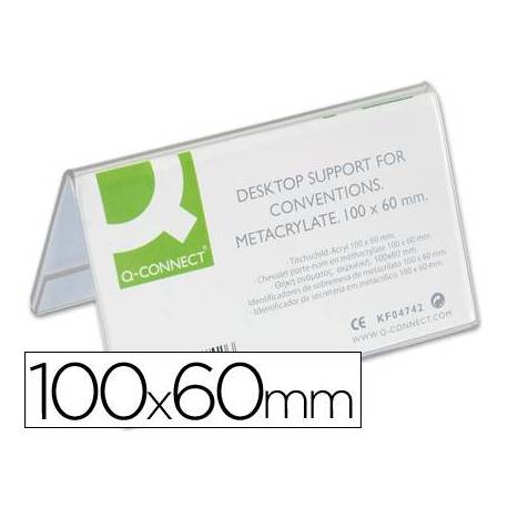 Identificador de sobremesa Q-Connect de metacrilato. Medidas 100x60 mm ref.5729.