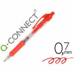 Boligrafo q-connect rojo retractil con sujecion de caucho