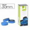 Imanes para sujecion Q-Connect de 35 mm. Color azul, caja de 10.