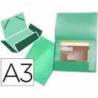 Carpeta de gomas lomo flexible con solapas Liderpapel Din A3 color verde