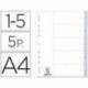 Separadores de plastico Q-Connect numericos multitaladro DIN A4