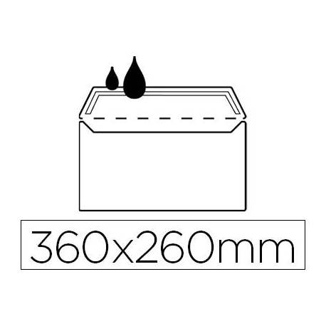 Sobre N.16 Liderpapel,blanco folio especial 260x360mm engomado caja de 250 unidades solapa de pico. 