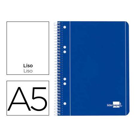 Cuaderno espiral Liderpapel Din A5 micro serie azul tapa blanda 80h 75 gr liso 6taladros azul