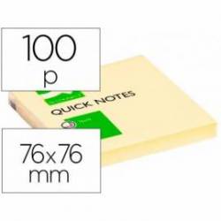 Bloc de notas adhesivas quita y pon q-connect 76x76 mm con 100 hojas color amarillo