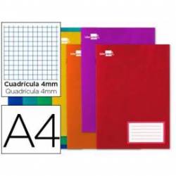 Libreta escolar Liderpapel Smart A4 con 32 hojas de 60g/m2 cuadro 4mm con margen. Colores surtidos.