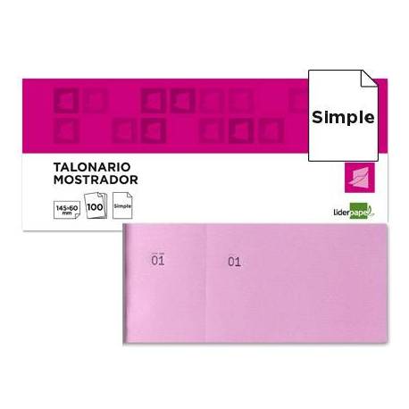 Talonario liderpapel mostrador 60x145 mm tl05 rosa con matriz