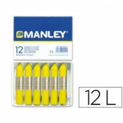 Lapices cera blanda Manley caja 12 unidades amarillo limon
