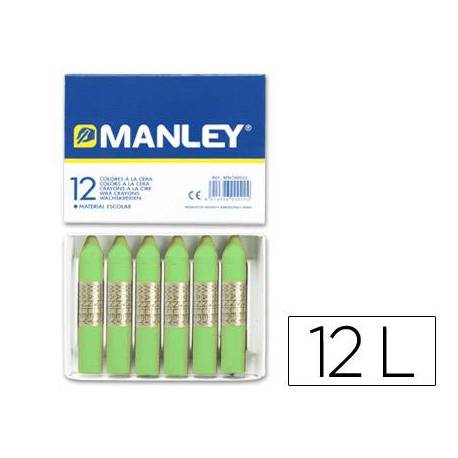 Lapices cera blanda Manley caja 12 unidades verde amarillento