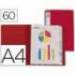 Carpeta Liderpapel personaliza 31740 60 fundas polipropileno Din A4 rojo lomo personalizable.
