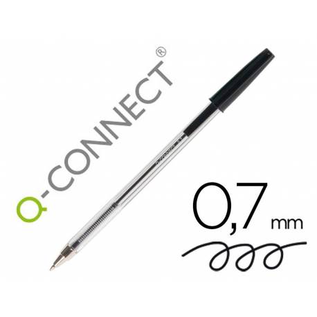 Boligrafo transparente Q-Connect Negro 0,7 mm