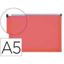 Carpeta dossier con cremallera Liderpapel DIN A5 polipropileno 180 micras color rojo