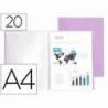 Carpeta escaparate Liderpapel DIN A4 poliporpileno con 20 fundas color violeta