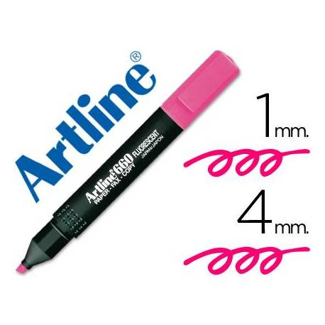 Rotulador Artline fluorescente EK-660 punta biselada rosa