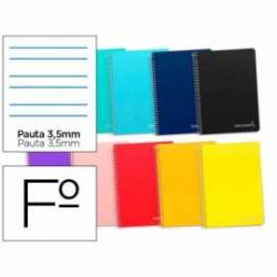 Cuaderno espiral Liderpapel Tamaño folio Tapa dura 80H Pauta 3,5 mm 75 g/m2 Con margen Colores surtidos (no se puede elegir)