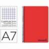 CUADERNO ESPIRAL LIDERPAPEL A7 MICRO WONDER TAPA PLASTICO 100H 90 GR CUADRO 5MM 4 BANDAS ROJO