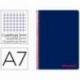 CUADERNO ESPIRAL LIDERPAPEL A7 MICRO WONDER TAPA PLASTICO 100H 90 GR CUADRO 5MM 4 BANDAS COLOR AZUL MARINO