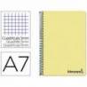 CUADERNO ESPIRAL LIDERPAPEL A7 MICRO WONDER TAPA PLASTICO 100H 90 GR CUADRO 5MM 4 BANDAS COLOR AMARILLO