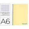 CUADERNO ESPIRAL LIDERPAPEL DIN A6 MICRO WONDER CUADRICULA 5MM 4 BANDAS COLOR AMARILLO 120H