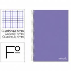 Cuaderno espiral Liderpapel folio smart Tapa blanda 80h 60gr cuadro 4mm con margen Color violeta