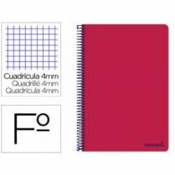 Cuaderno espiral Liderpapel folio smart Tapa blanda 80h 60gr cuadro 4mm con margen Color rojo