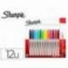 ROTULADOR SHARPIE PERMANENTE FINO BLISTER 12 UNIDADES COLORES SURTIDOS
