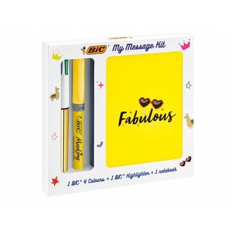 Boligrafo Bic 4 cuatro colores 3+1 Fluorescente amarillo