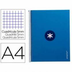 Cuaderno espiral liderpapel a4 micro antartik tapa forrada 80h 90 gr cuadro 5mm 1 banda 4 taladros azul oscuro