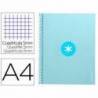 Cuaderno espiral liderpapel a4 micro antartik tapa forrada 80h 90 gr cuadro 5mm 1 banda 4 taladros celeste