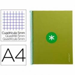 Cuaderno espiral liderpapel a4 micro antartik tapa forrada 80h 90 gr cuadro 5mm 1 banda 4 taladros verde