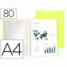 CARPETA LIDERPAPEL ESCAPARATE 80 FUNDAS POLIPROPILENO DIN A4 AMARILLO FLUOR OPACO