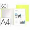 CARPETA LIDERPAPEL ESCAPARATE 60 FUNDAS POLIPROPILENO DIN A4 AMARILLO FLUOR OPACO