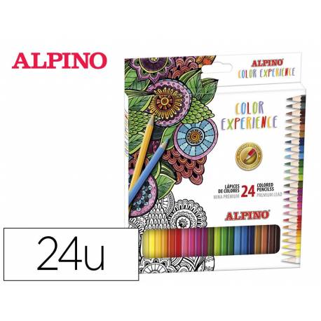 Lápices de colores alpino experience mina premium 3,3 mm caja cartón de 24 unidades colores