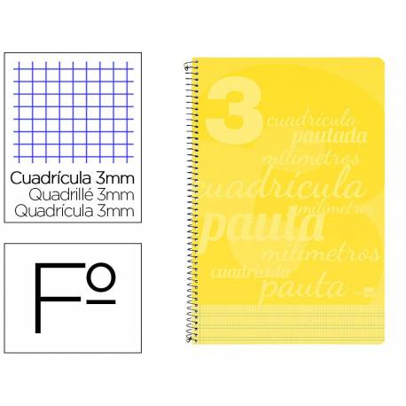 Cuaderno espiral Liderpapel Folio Tapa plastico 80 hojas Pautado Con Margen 80g/m2 Amarillo