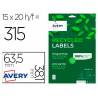 ETIQUETA ADHESIVA AVERY BLANCA PERMANENTE RECICLADA 100% PARA IMPRESORA LASER 63,5X38,1 MM CAJA DE 315
