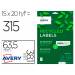 ETIQUETA ADHESIVA AVERY BLANCA PERMANENTE RECICLADA 100% PARA IMPRESORA LASER 63,5X38,1 MM CAJA DE 315